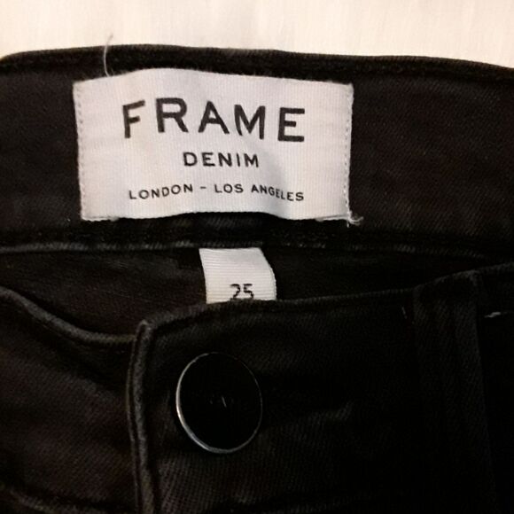 Frame Factory Faded Black Distressed Ripped Denim Jeans - Picture 4 of 8